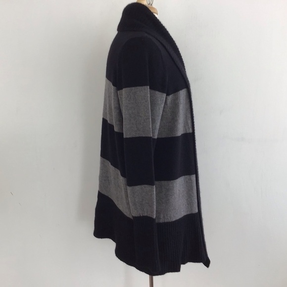Caslon Wool/Cashmere blend black and grey stripe open front cardigan Size 2X - Picture 2 of 6